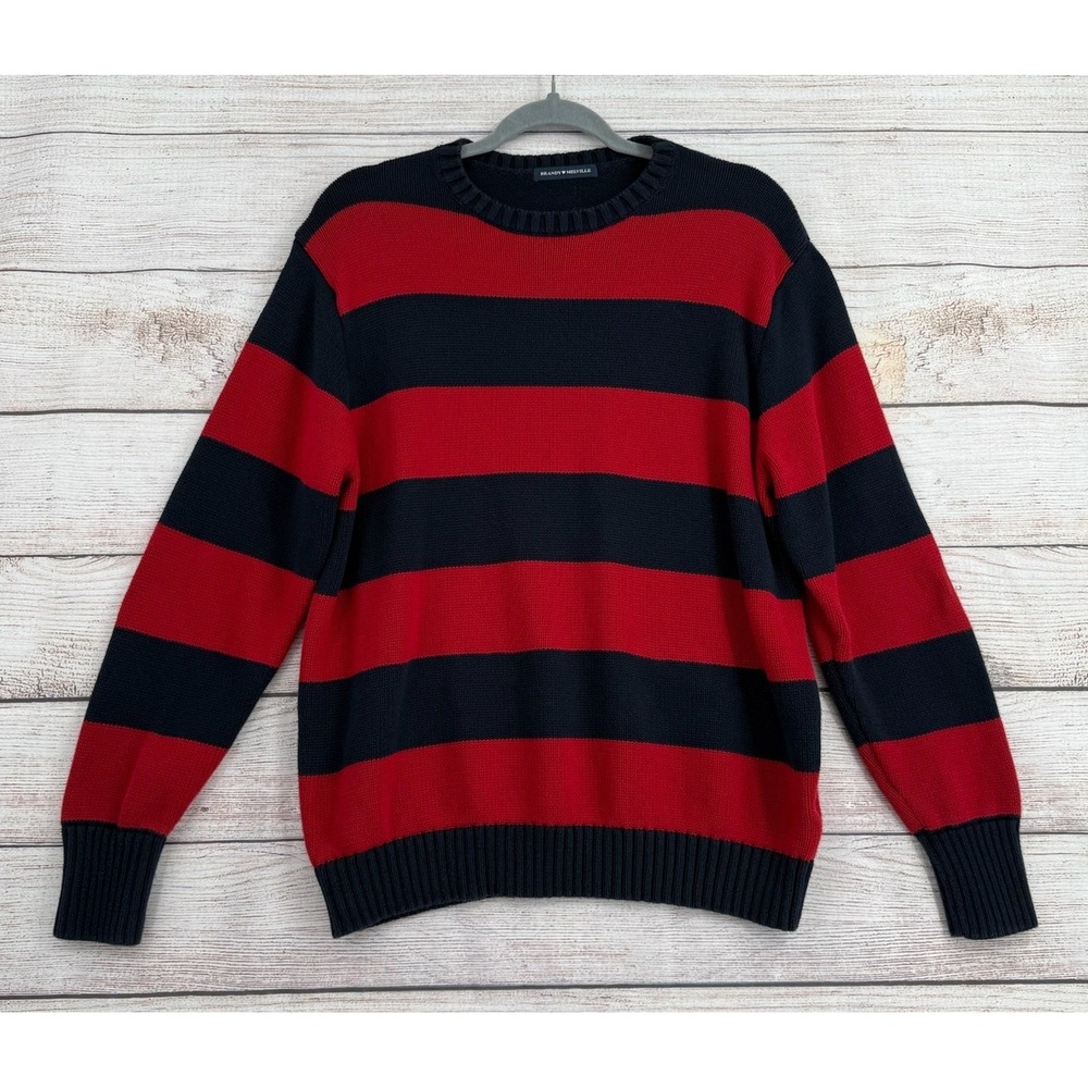 Brandy Melville Striped Sweater Womens One Size Red Navy MH320 Cotton Knit